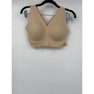 truekind Everyday Comfort V Neck Bralette Tan Large Seamless Wireless Smoothing